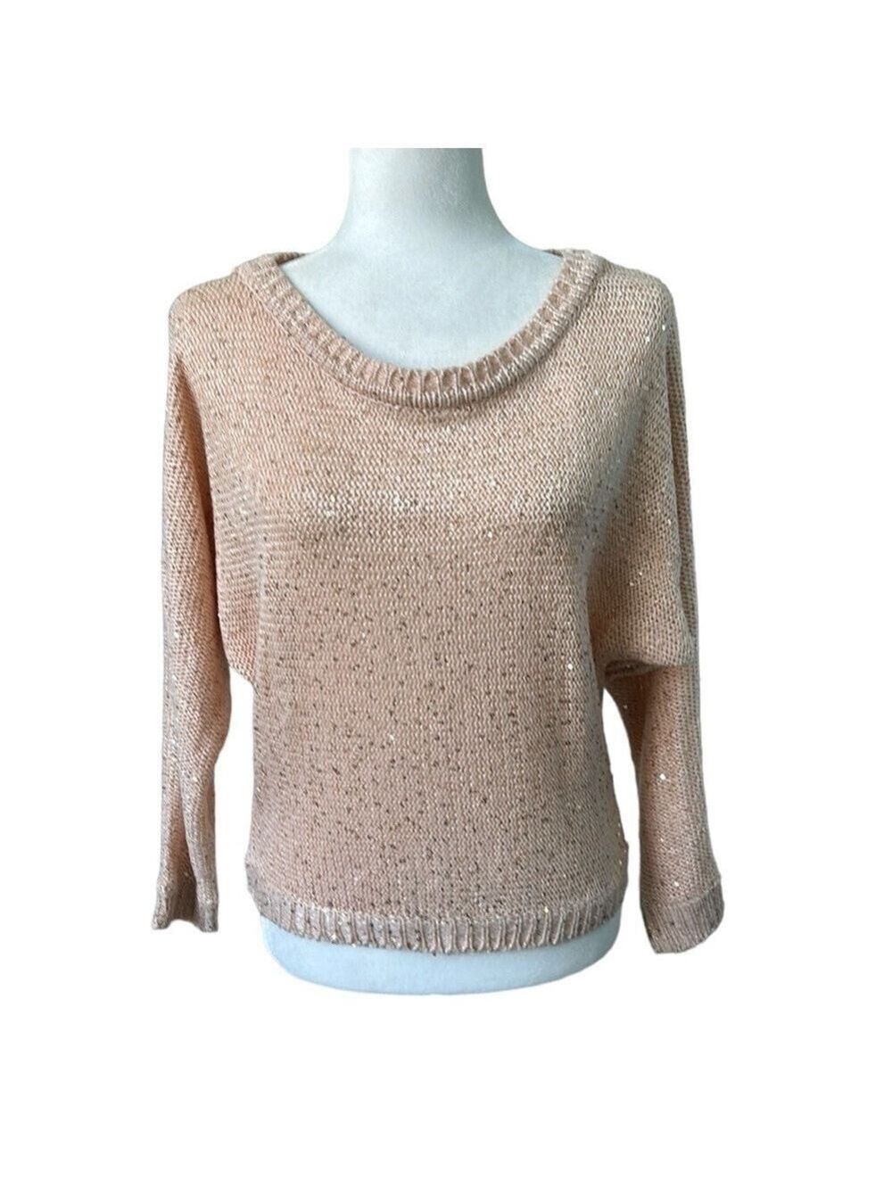 Poof Couture Sequin Light Pink Pullover Sweater Size Large